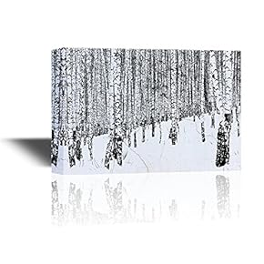 Canvas Wall Art - Winter Landscape with Birch Trees in The Snow - Gallery Wrap Modern Home Art | Ready to Hang - 12x18 inches