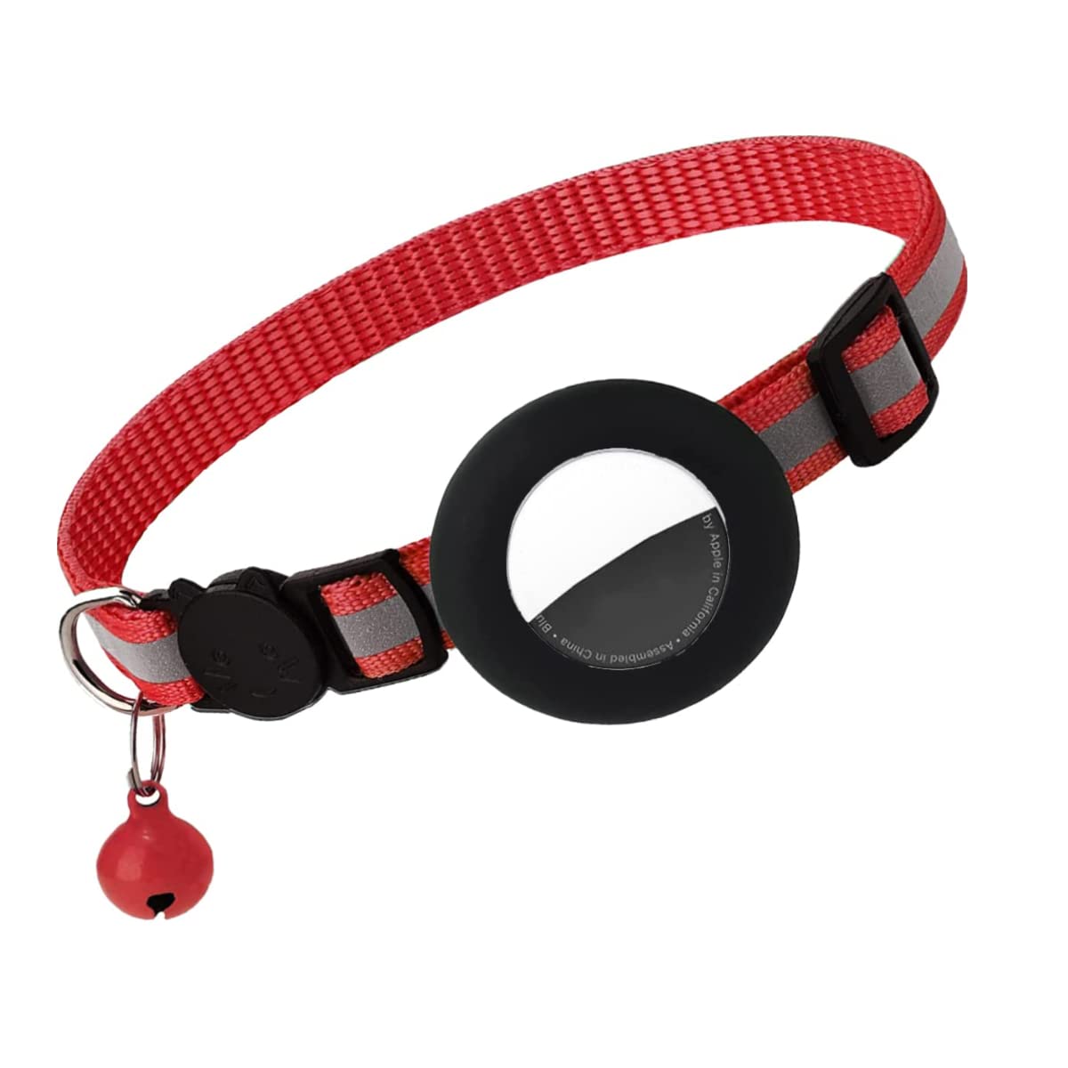 Airtag Cat Collar, Air tag Cat Collar with Bell and Safety Buckle in 3/8" Width, Reflective Collar with Waterproof Airtag Holder Compatible with Apple Airtag for Cat Dog Kitten Puppy (Red) — image 1