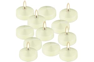 AAMDKCYU 12-Pack Ivory Floating Candles (2") - Waterproof Wedding/Party/Spa Decor, Long-Lasting Burn