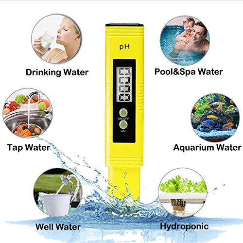 KWODE Digital PH Meter,Water Quality Tester Pen with 0-14 PH Measurement Range ATC 0.01 PH High Accuracy for Household Drinking, Pool and Aquarium Water