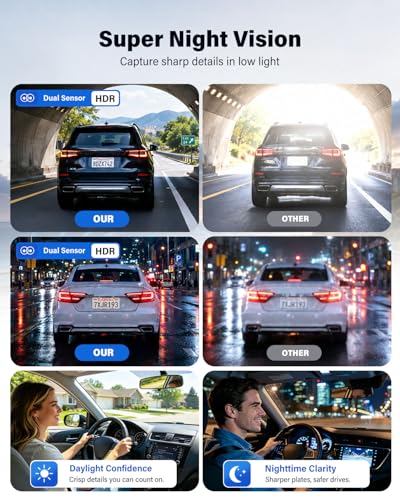 4K 3 Channel Dash Cam Front and Rear Inside Camera with STARVIS 2,4K+2.5K+2.5K Dashcam for Cars,Built-in 5G Wi-Fi & GPS,64GB Card,Loop Recording,HDR,Night Vision,Voice Guidance,24H Parking Mode