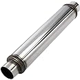 Upower 2.5 Inch Inlet Exhaust Muffler 2 1/2" Resonator Muffler 3.5" Round 18" Body Length 22" Overall Length Stainless Moderate Sound Universal Exhaust Muffler Resonator