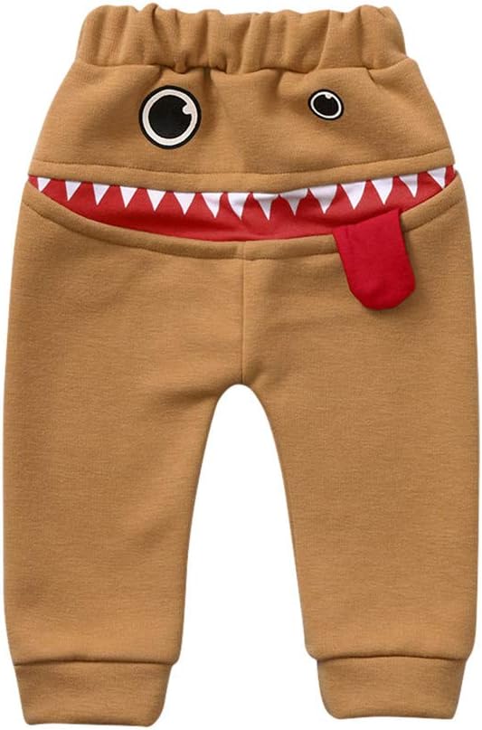 Xisheep Baby Outfits Children Boys Girls Cartoon Shark Tongue Harem Thick Warm Pants Trousers