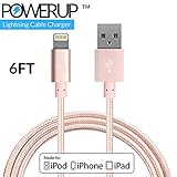 iPhone Charger Cable (6ft) Apple Certified Lightning Cable for iPhone X / 8 / 7 / 7 Plus / 6 / 6 Plus / 5S (Rose Gold) by PowerUp