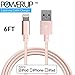 iPhone Charger Cable (6ft) Apple Certified Lightning Cable for iPhone X / 8 / 7 / 7 Plus / 6 / 6 Plus / 5S (Rose Gold) by PowerUp