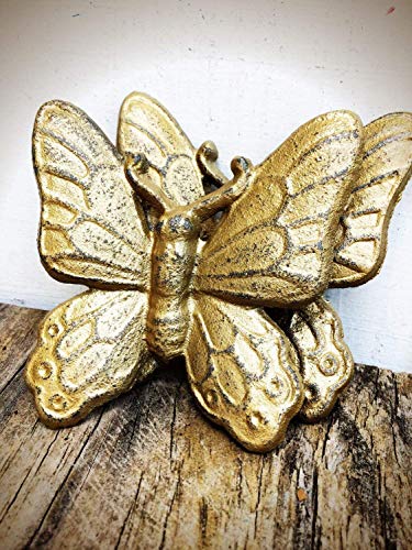 Modern 3D Metal Butterfly Wall Art Hangings â€“ Rustic Fairy Garden Theme Nursery â€“ Baby Girl Playroom Decor â€“ 2 in Gold