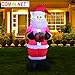 GOOSH 6 Foot Inflatable Santa Christmas Inflatable Santa Claus Holding a Gift Present LED Lights Indoor Outdoor Yard Lawn Decoration - Cute Fun Xmas Holiday Blow Up Party Display