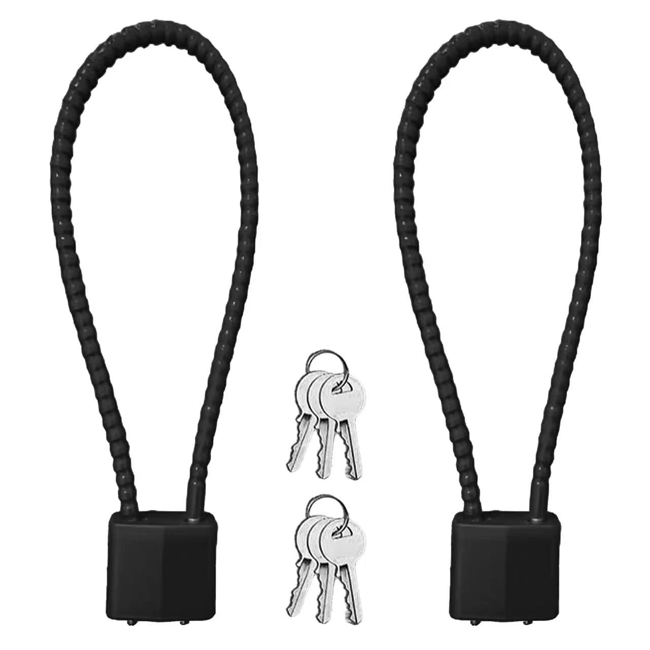 arrderly Pack of 2 Cable Lock with Key, Robust Padlock with Long Shackle and 4 Keys, Larger Locking Room, for Suitcase, Gate, Bike, Garage, Gym, Locker