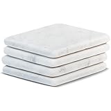 Marble Coasters – White Carrara Marble Stone Coasters with Cork Backing Set of 4