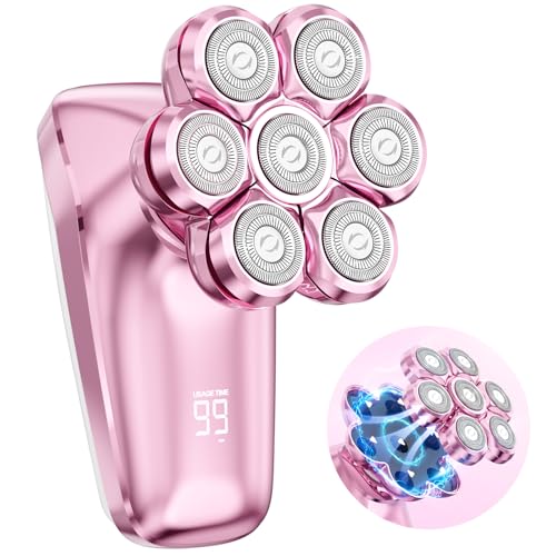 7D Electric Razors for Women, Magnetic Women's Electric Shaver for Full Body, Flawless Wet Dry Hair Remover for Legs, Cordless Lady Bald Shaver Bikini Shaver, Pink