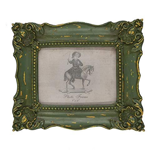 Simon's Shop 6x8 Picture Frame Baroque Picture Frames 6x8 Shabby Chic Photo Frames 8 x 6 in Moss Green