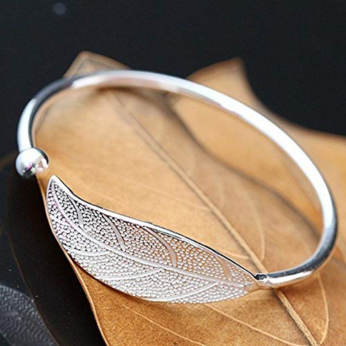 Dukars Remember I Love You Mom Premium Stainless Steel Cuff Bangle Bracelet,Jewelry Gifts for Mom from Daughter Son (Leaf Bracelet) - Thumbnail 3