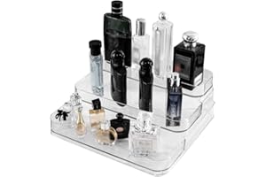 HIMILUCKY 3 Tier Acrylic Display Riser, Clear Perfume Organizer Stand, 10Inch Cupcake Stand Holder, Dessert Table Display Shelf, Skin Care Organizer Collectibles Display Stand for Decoration and Organizer