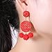 ELEARD Beaded Earrings Elegant Soriee Dangle Bead Disc Bead 3 Ball Dangle Ear Drop Bead Tassel Earrings for Women Light Red