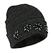 Cute Bling Beanie Hat, Double Layer Cap w/ Cuff, Vintage Flower Jewels