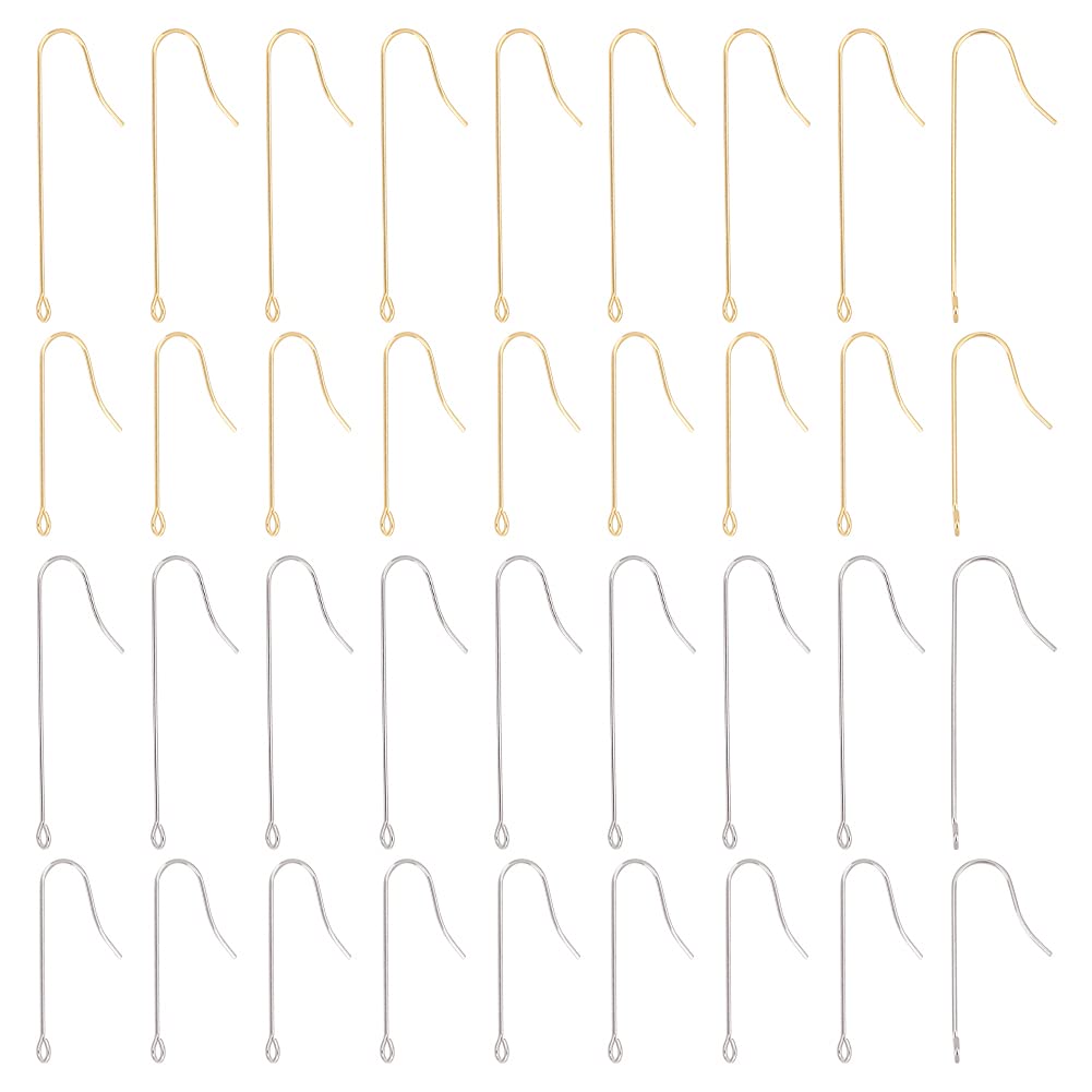 UNICRAFTALE 160Pcs 2 Size 2colors 316 Surgical Stainless Steel Earring Hooks GoldenEar Wire Hooks with Vertical Loops Pin 0.7mm French Fish Wire Earrings for Jewelry Making Hole 1.5mm — image 1