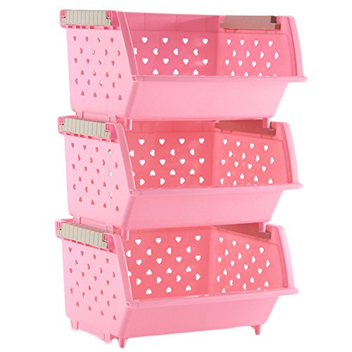 LOHOME® Storage Stacking Bins, Household Kitchen Plastic Stackable Vertical Storage