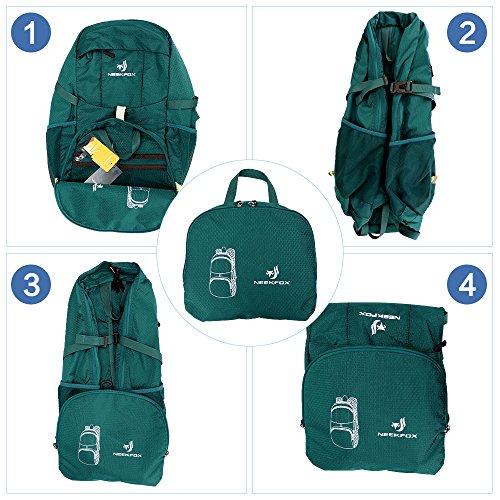 NEEKFOX Lightweight Packable Travel Hiking Backpack Daypack, 35L Foldable Camping Backpack,Ultralight Outdoor Sport Backpack (06.Green)