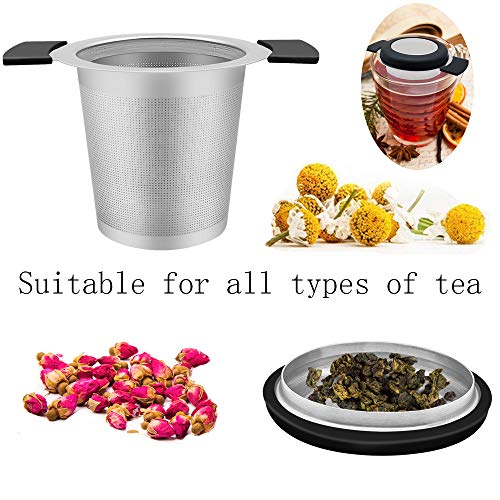 CHuangQi (Pack of 2) 18/8 Stainless Steel Fine Mesh Tea Infuser with Double Handles, Tea Strainer for Brewing Loose Leaf Tea, Fits Standard Cups Mugs Teapots