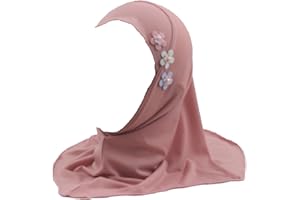 Modest Beauty Girls Muslim Hijab Arab Scarf Islamic Headscarf for Kids with 3 Flowers
