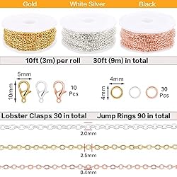 Jishi 30ft Jewelry Making Chains Bulk 2mm Necklace