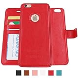 Amovo Vegan Leather 2 in 1 Folio Detachable Wallet Case with Box for  iPhone 6 Plus/6s Plus case - Red