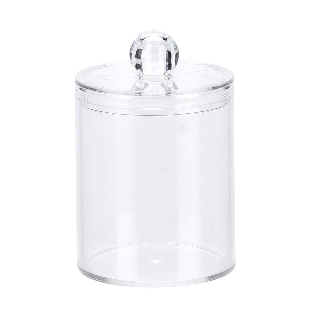 Uxsiya Transparent Round Cotton Bud Case Acrylic Cotton Swab Holder Storage Container Organizer for Cotton Swabs or Cotton Buds