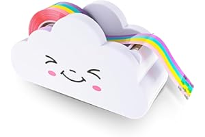 BWESOO White Tape Desk Dispenser Cute Tape Dispenser Cloud Tape Cutter with Rainbow Novelty Tape Dispenser Holder for Home School Office Stationary Packaging Wrapping Craft Supplies Tape Dispensers