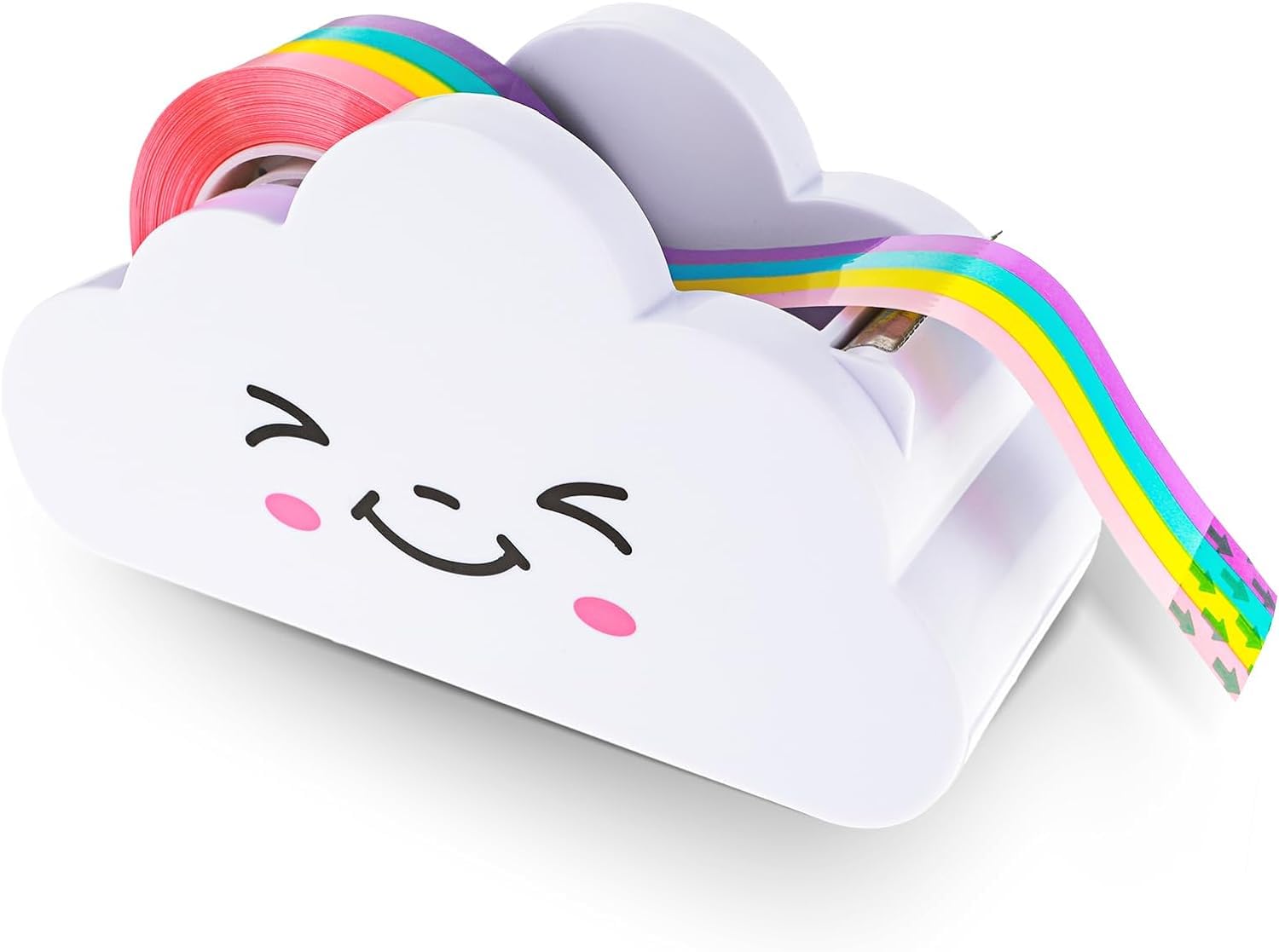 White Tape Desk Dispenser Cute Tape Dispenser Cloud Tape Cutter with Rainbow Novelty Tape Dispenser Holder for Home School Office Stationary Packaging Wrapping Craft Supplies