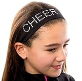 CHEER Rhinestone Studded Stretch Headband From Funny Girl Designs Cheering Headband for Girls, Teens and Adults - Gifts for Cheerleaders