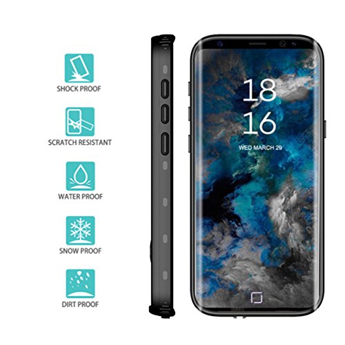Hayder Galaxy S9 Case Waterproof Shockproof Snowproof Dustproof Clear Rugged Case with Built-in Screen Protector for Samsung Galaxy S9 (Black)