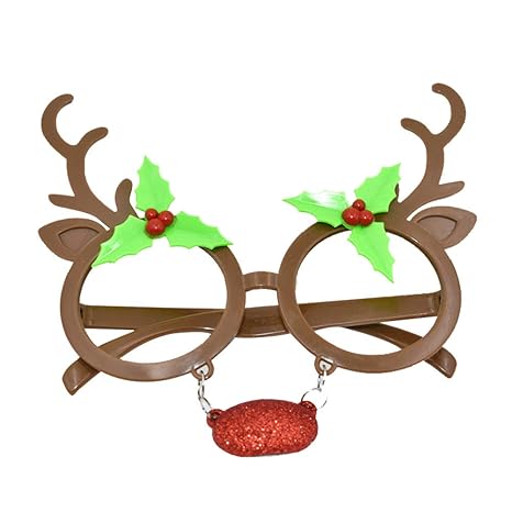 BESTOYARD Weihnachten Brillen mit Nase für Kinder und Erwachsene Rentier Kostüm Party Brillen Rahmen