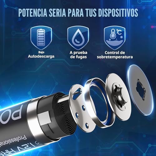 POWEROWL AA Rechargeable Batteries, High Capacity 2800 mAh 1.2 V NI-MH AA Rechargeable Battery Low Self-Discharge for Domestic Equipment (Recharge 8 Pieces, 1200 Cycle)
