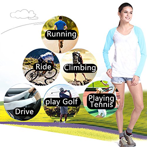 MING & HUA Women Golf Cooling Shawl - Premium Lycra, Breathable Ladies Arm Sleeve Shrug- MH（XL,Blue） - Thumbnail 5