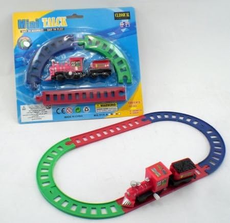 Wind Up Toy Train Set With Track And Cars