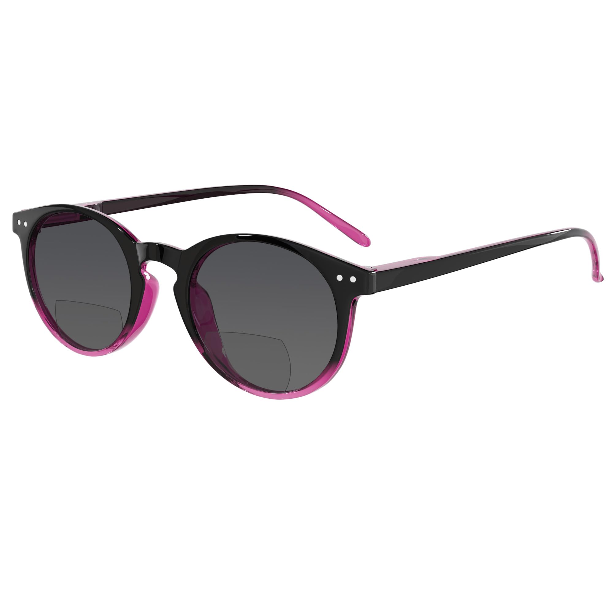 Eyekepper Key Hole Style Spring-Hinged Round Bifocal Sunglasses Sunshine Readers Black-Red +1.0