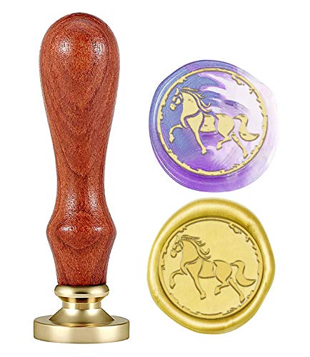 CRASPIRE Wax Seal Stamp Animal Vintage Sealing Stamp Horse Removable Brass Head Natural Wood Handle for Envelope Card Embellishment Box Package Decoration