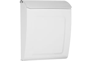 Architectural Mailboxes Aspen™ Locking, Vertical Wall-Mounted Mailbox for Outside, Modern Metal Galvanized Steel Small Mail Box with Lock and Key Drop Box, White