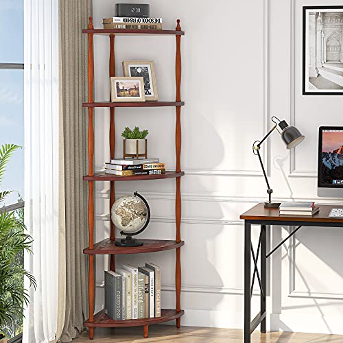 Tribesigns Corner Shelf, 5 Tier Corner Bookshelves Freestanding Small