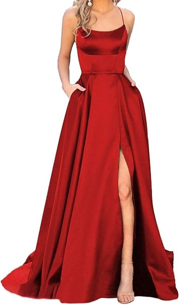 satin red homecoming dress