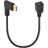 GLHONG Mini USB to Type C Cable Cord (25cm) | Right Angled USB 3.1 Type C Male to Mini 5-Pin B USB Female Adapter for Laptop, Macbook, Camera, HDD