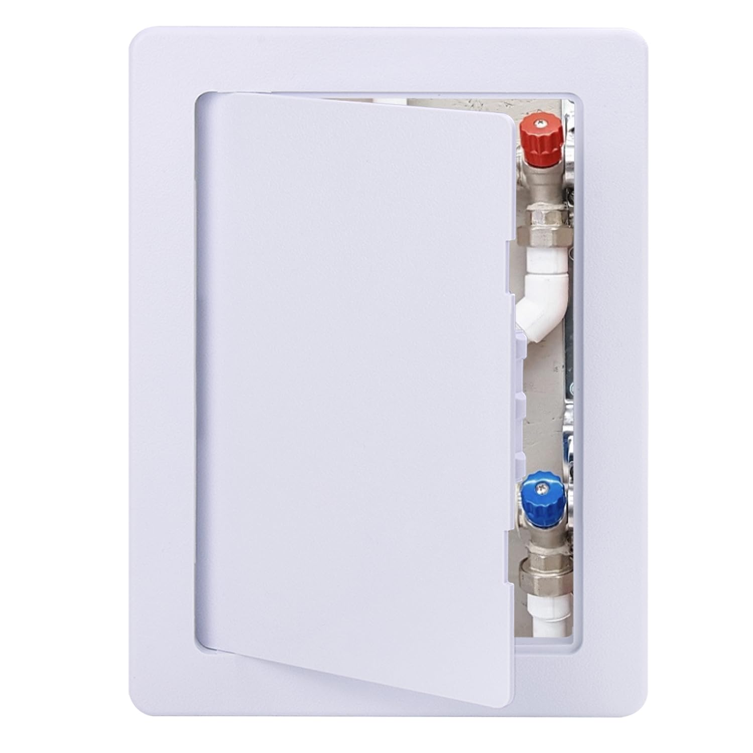 Photo 1 of Suteck Plastic Access Panel for Drywall Ceiling 4 x 6 Inch Reinforced Plumbing Wall Access Doors Removable Hinged White