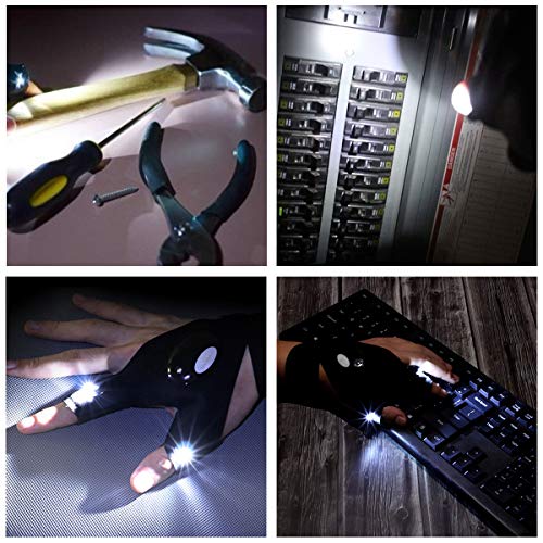 2 Pairs Flashlight LED Gloves, Fingerless LED Flashlight Gloves