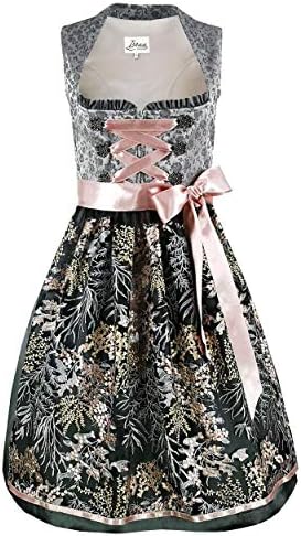 Exclusive Dirndl 2 pcs. Carolin Traditional Dress in Grey with Apron for Oktoberfest Carnival