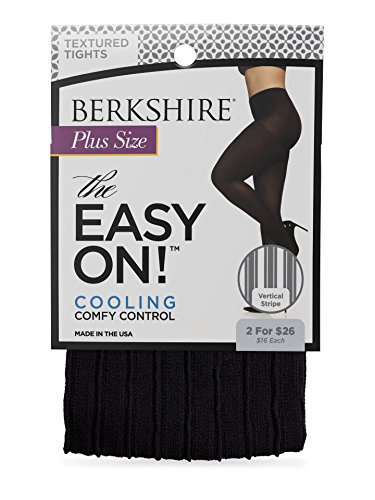 Berkshire The Easy On! Vertical Stripe Plus Size Tights, Black, 1x-2x