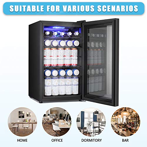 BOSSIN Beverage Refrigerator and Cooler, 85 Can Capacity with Smoky