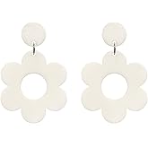 Aishgjia Bohemian 60s 70s Acrylic Flower Daisy Earrings for Women Trendy Resin Hawaii Colorful Floral Daisy Drop Earrings Statement Jewelry Gifts