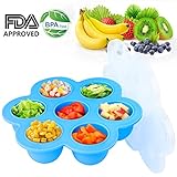 Silicone Egg Bites Molds Storage Container - Instant Pot Accessories Fit 5 6 8 qt Pressure Cooker, Ice Cube Trays with Clip-on Lid for Homemade Baby Food, Vegetable & Fruit Purees, BPA Free