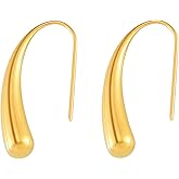 Lansora Teardrop Hook Earrings Stainless Steel Waterdrop Pull Through Drop Dangle Earrings Minimalist Jewelry for Women