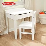Melissa & Doug Childâ€™s Lift-Top Desk & Chair (Sturdy Wooden Chair & Desk Set, Safety-Hinged Lid, White, 16.1â€ H x 23.6â€ W x 23.2â€ L)